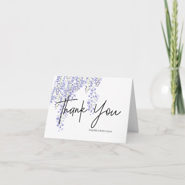 Wisteria Floral Personalized Thank You Card (Front)
