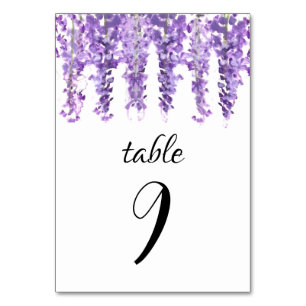 Wisteria Floral Purple Elegant Flowers Wedding Table Number