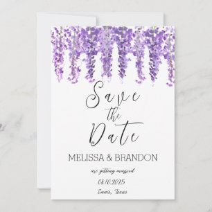 Wisteria Floral Watercolor Purple Flower Wedding  Invitation