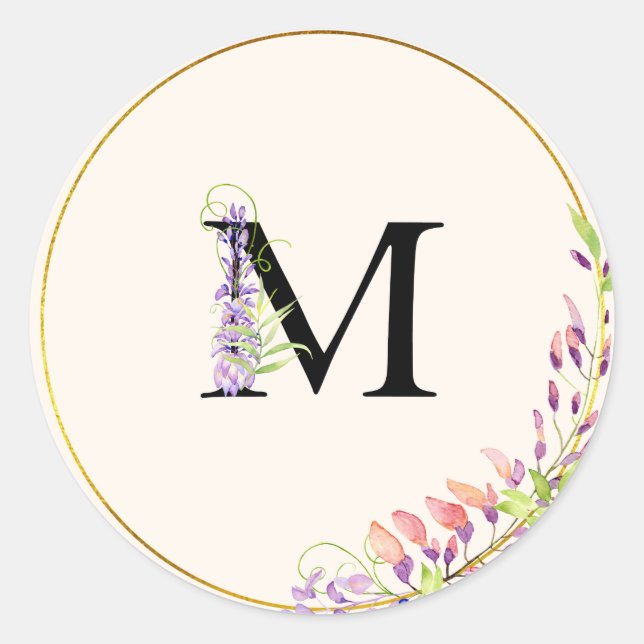 Wisteria floral wedding sticker (Front)