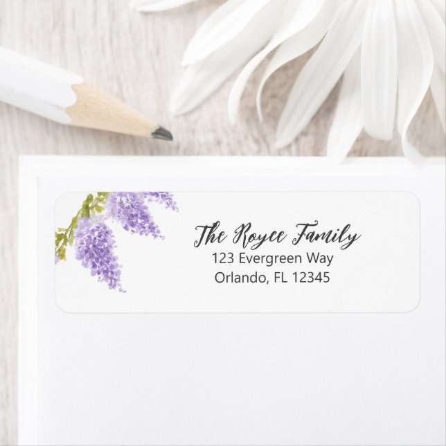 Wisteria Flower Painting Return Address Label (Insitu)