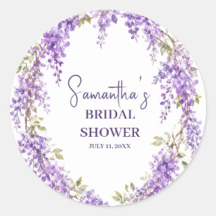 Wisteria flowers Purple Watercolor Bridal Shower Classic Round Sticker