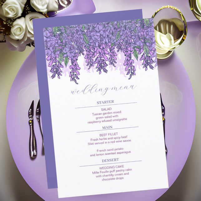 Wisteria Garden Romance Purple Menu Mariage (Créateur téléchargé)