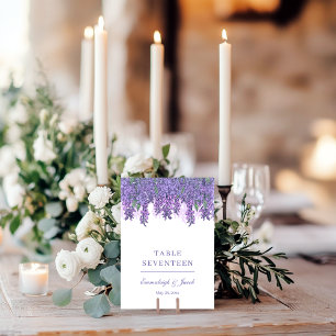 Wisteria Garden Romance Purple Wedding Vertical Table Number