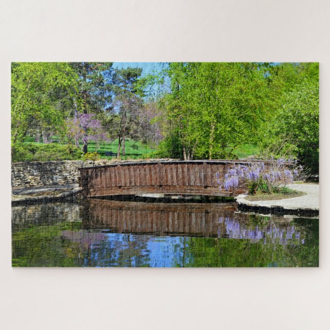 Wisteria in Bloom at Loose Park Bridge Jigsaw Puzzle (Horizontal)