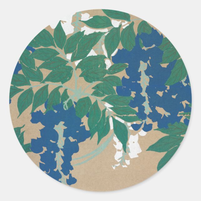 Wisteria Kamisaka Sekka japan painting art canvas  Classic Round Sticker (Front)