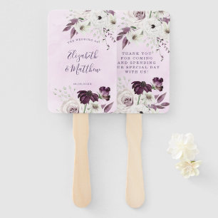 Wisteria Lavender White Roses Chic Wedding  Hand Fan
