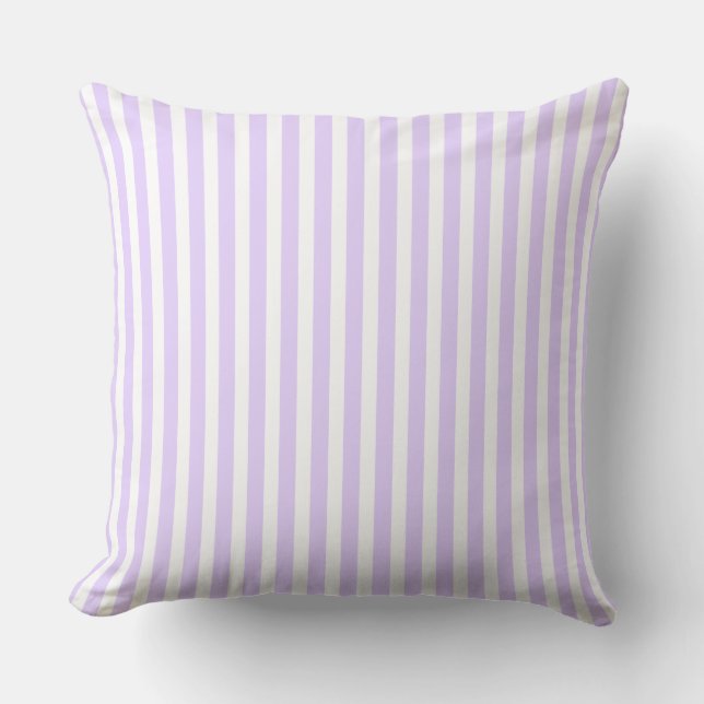 Wisteria Lilac Lavender Orchid & White Stripe Throw Pillow (Front)