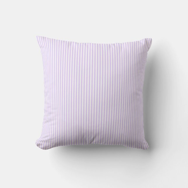 Wisteria Lilac Lavender Orchid & White Stripest Throw Pillow (Front)
