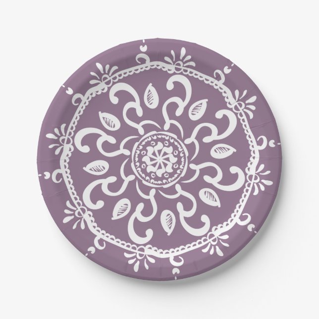 Wisteria Mandala Paper Plate (Front)
