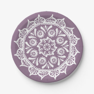 Wisteria Mandala Paper Plate