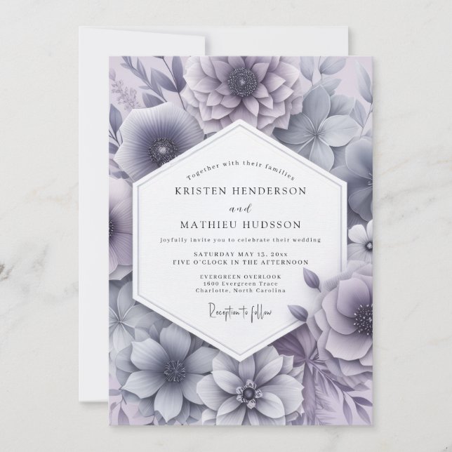 Wisteria Misty Bloom Wedding Invitation (Front)