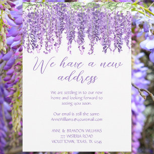 Wisteria New Address Moving Purple Floral Violet Invitation