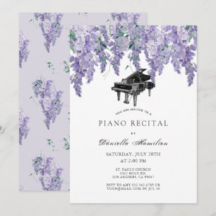 Wisteria Piano White Recital Invitation