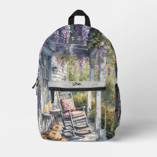 Wisteria Porch Rocking Chair Scene Printed Backpack