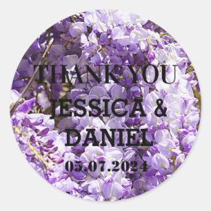 Wisteria Purple Floral Blossom Tree Violet Classi Classic Round Sticker