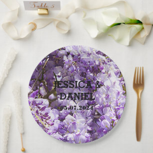 Wisteria Purple Floral Blossom Tree Violet Paper Plate