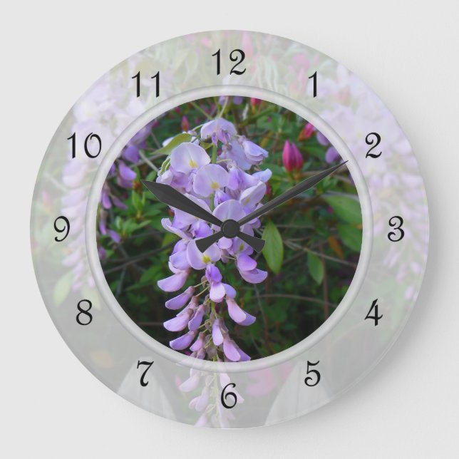Wisteria Purple Flowering Vine Large Clock (Front)