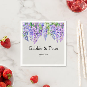 Wisteria Purple Flowers Botanical Garden Wedding Napkin
