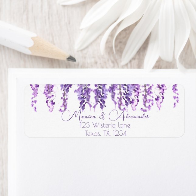 Wisteria Purple Flowers Elegant Adresse de retour (En situation)