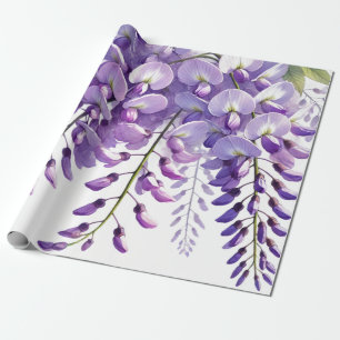 Wisteria Purple Flowers Wildflowers Watercolor Wrapping Paper