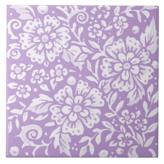 Wisteria Purple Large Flower Leafy Woodland Floral Tile