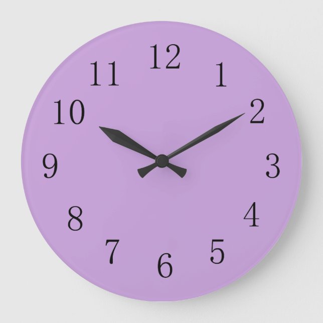 Wisteria Purple Solid Colour Large Clock (Front)