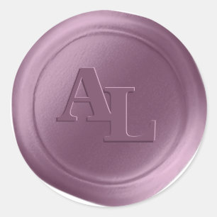 Wisteria Purple Wax Seal Monogram Wedding Stickers