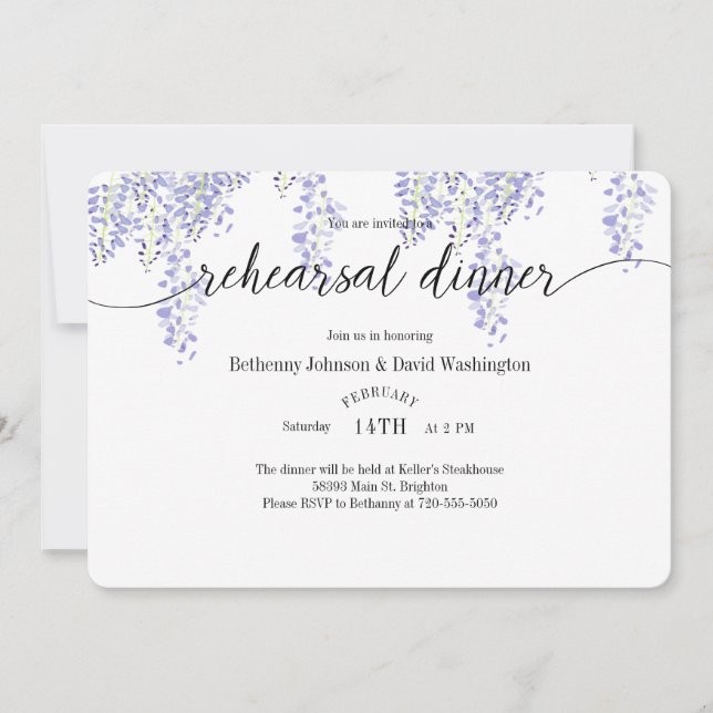Wisteria Rehearsal Dinner Invitation (Front)