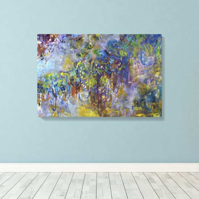 Wisteria (right half) by Claude Monet Canvas Print (Insitu(Wood Floor))