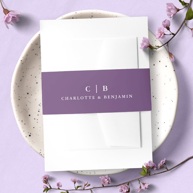 Wisteria Simple Purple Wedding Invitation Belly Band (Creator Uploaded)