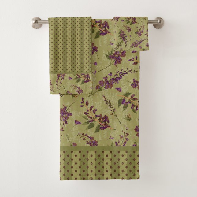 Wisteria Tossed Flowers Bath Towel Set (Insitu)