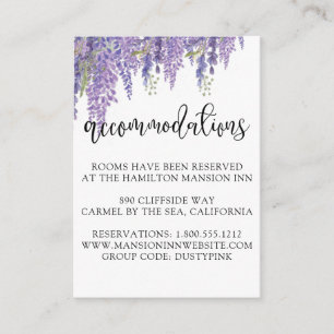 Wisteria tree Elegant Purple Wedding accommodation Enclosure Card