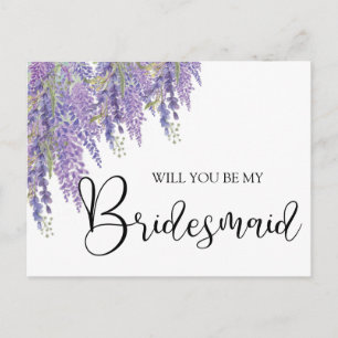 Wisteria tree Will You Be My Bridesmaid Invitation Postcard