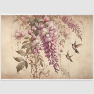 Wisteria Vine Pink Flowers Decoupage Tissue Paper