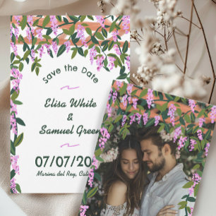 Wisteria Vines Floral Custom Photo Wedding  Save The Date