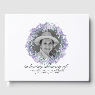 Wisteria Wreath Photo Memorial Funeral Guest Book