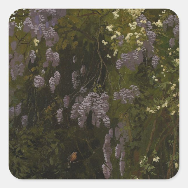 Wisterias in Bloom - Floral Composition Square Sticker (Front)