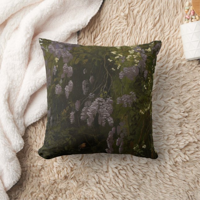Wisterias in Bloom - Floral Composition Throw Pillow (Blanket)