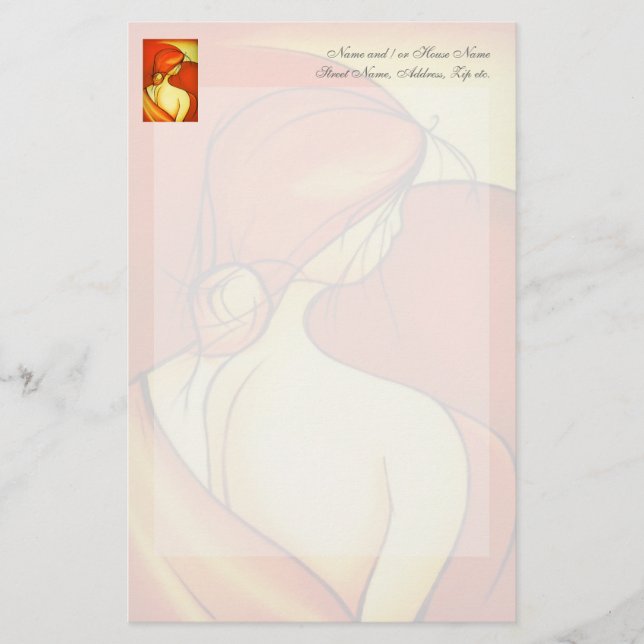 Wistful Lady In Orange Stationery (Front)