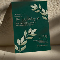 Wistful Leaves Elegant Chic Emerald Green Wedding