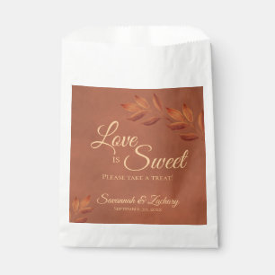 Wistful Terracotta Autumn Leaves Wedding Favour Bag