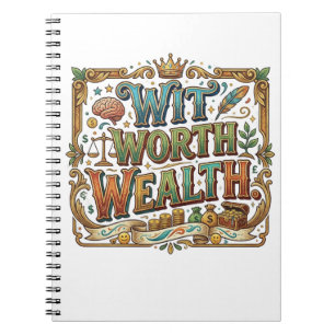 Wit Worth Wealth – Clever Quote Typography Notebook
