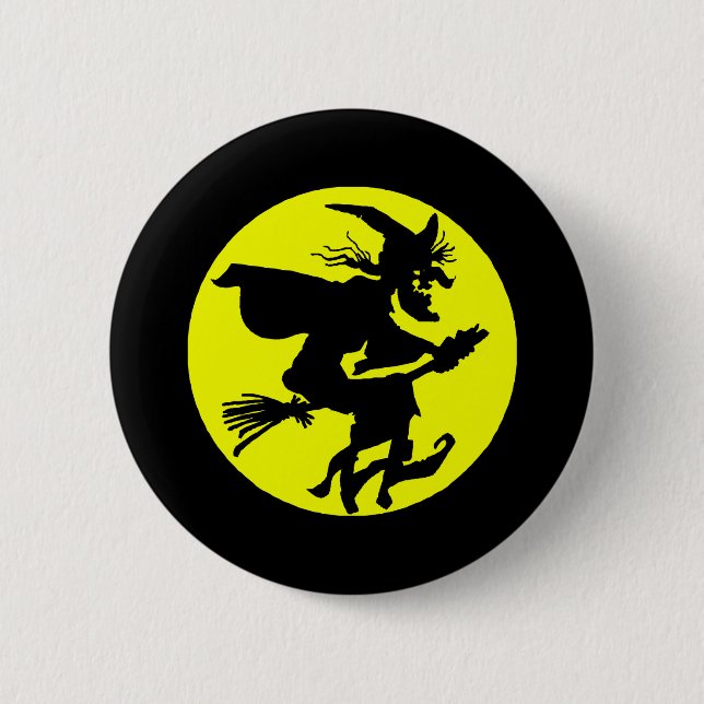 Witch against full moon 2 inch round button (Front)