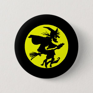 Witch against full moon 2 inch round button