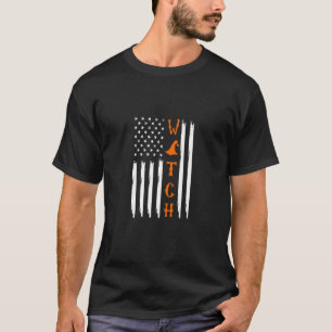 Witch American Flag Distressed Halloween T-Shirt