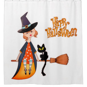 Witch And Black Cat Happy Halloween