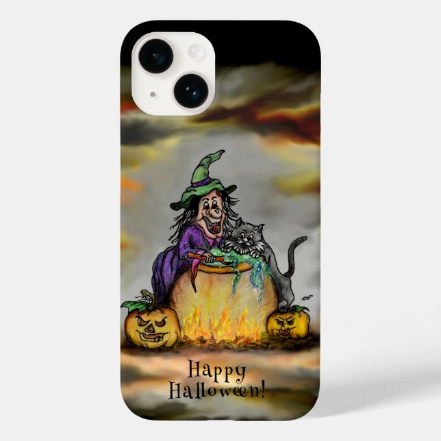 Witch and black Cat, Happy Halloween! Case-Mate iPhone Case (Back)