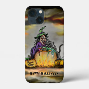 Witch and black Cat, Happy Halloween! iPhone 13 Mini Case
