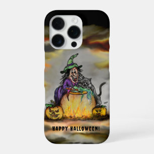 Witch and black Cat, Happy Halloween! iPhone 16 Pro Case